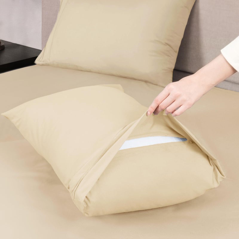 Mejoroom King Size Sheet Set - Soft Microfiber Bed Sheets,Deep Pocket Fitted Sheet, Soft, Breathable, Wrinkle & Fade Resistant - 4 Piece (King, Taupe) - Image 4
